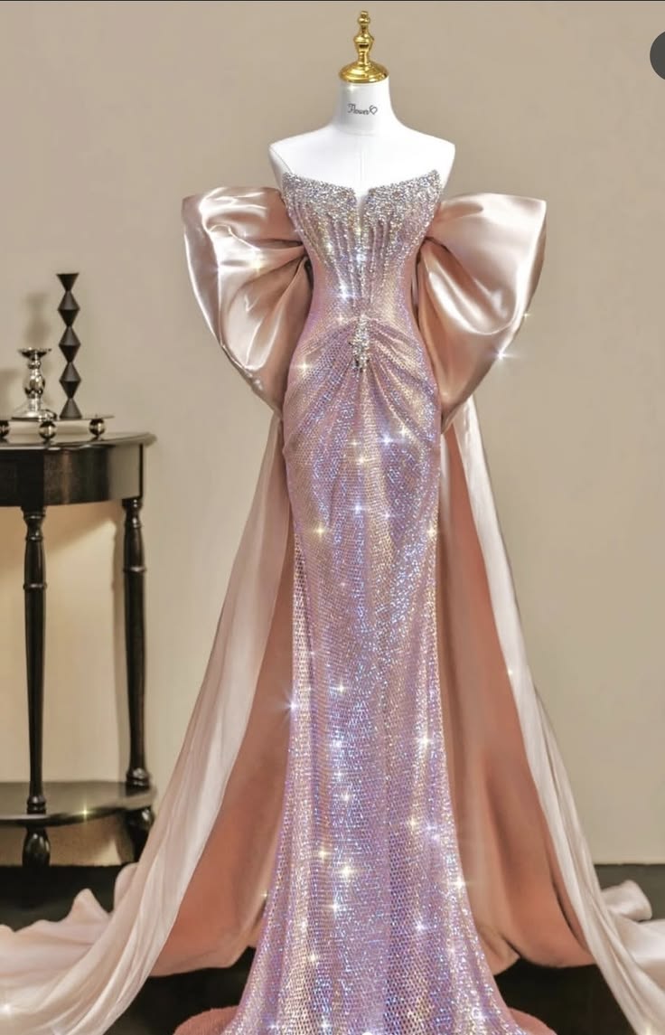 Glittery Mermaid Strapless Pink Sequin Long Prom Dresses Impress 18th Birthday Outfits Prom Gown RB8937