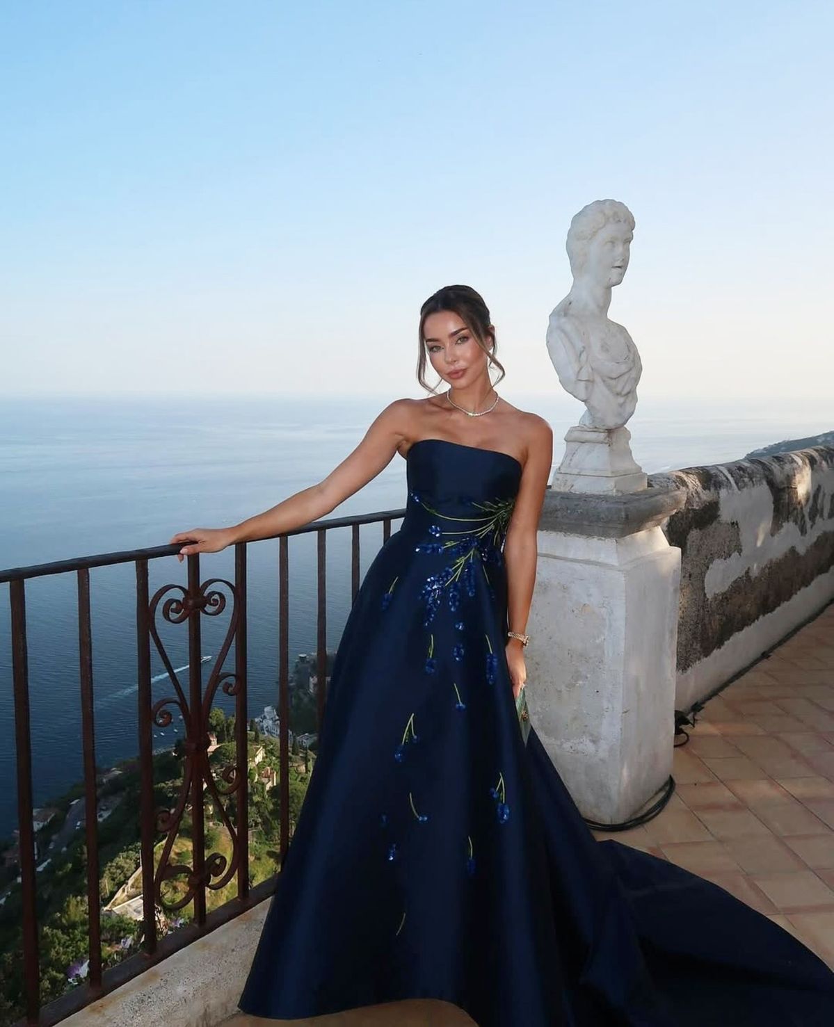 Robes de Soirée Femme Robe de Bal sans Bretelles Robe Longue Formelle Robe Bleu Marine pour Invitée de Mariage Robe de Soirée N2344