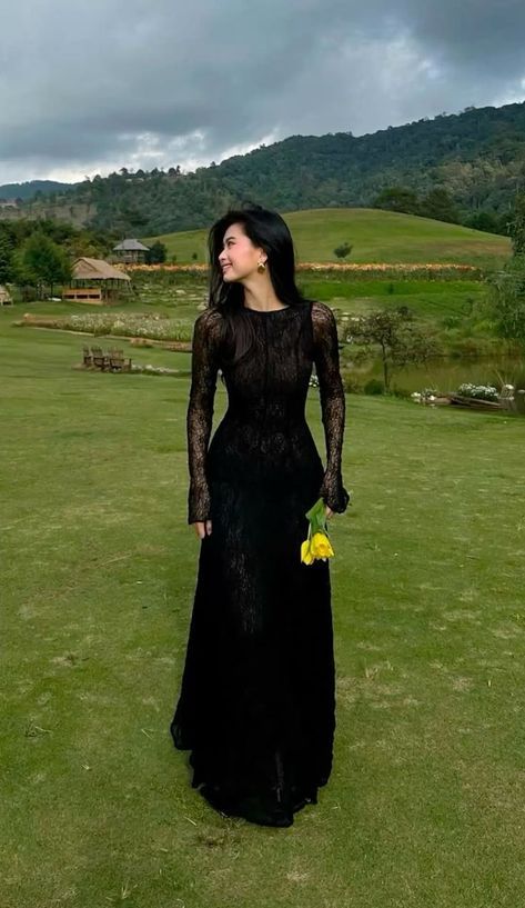 Cocktailkleid für Damen, Meerjungfrauen-Ausschnitt, schwarze Spitze, langes Kleid, Abendkleid, AB1892