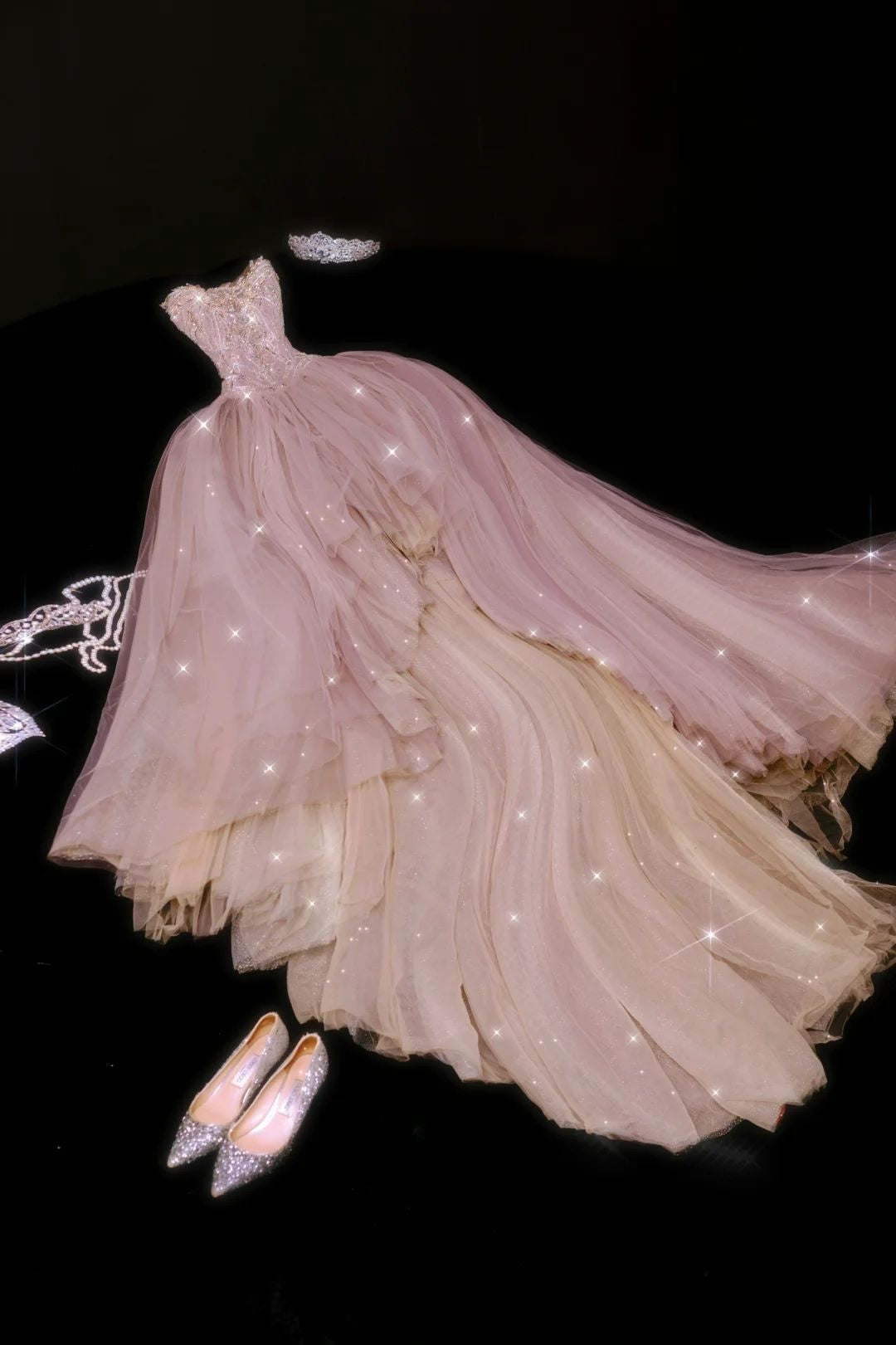 Robe de bal bustier rose clair en tulle, longue, idéale pour une quinceañera, un anniversaire de luxe ou une fête de 15 ou 16 ans (N106)