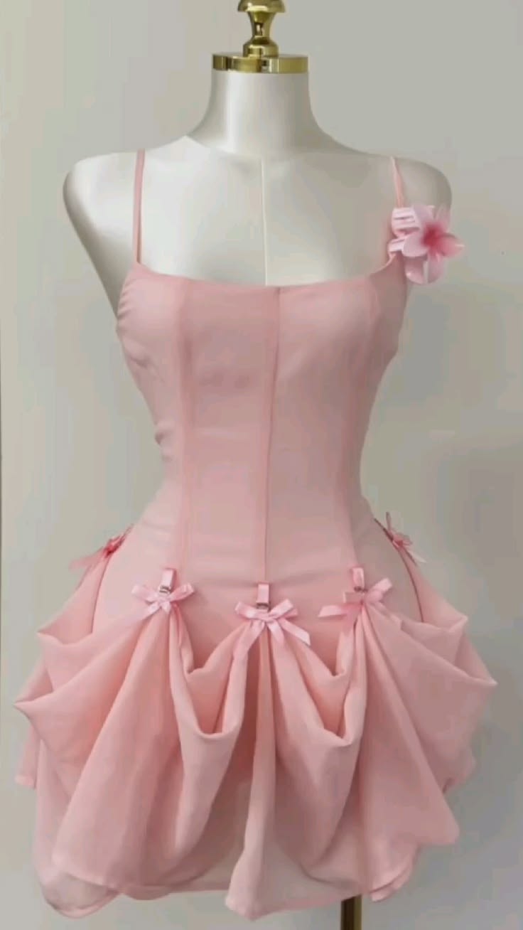 Unique Homecoming Dresses Outfit inspo A Line Spaghetti Straps Pink Chiffon 16th Birthday Cocktail Dress Ideas Outfits RB8022