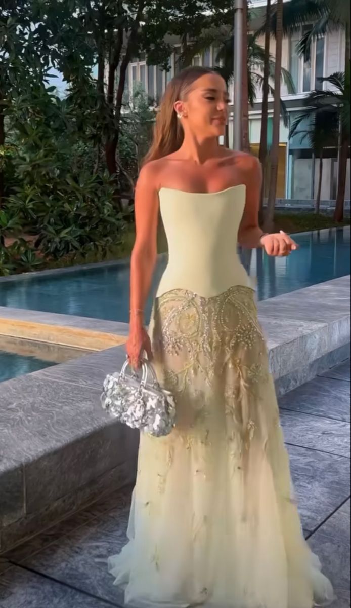 Tulle Prom Dresses Inspiration A Line Strapless Yellow Evening Gown Long Gala Formal Dress RC1496