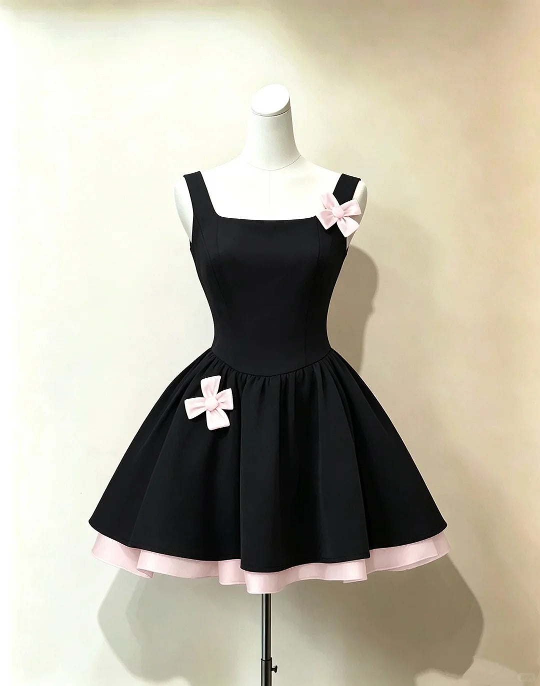 Wunderschönes Ballkleid mit eckigem Ausschnitt, schwarz mit Schleife, Abschlussballkleider Inspo, Senior Homecoming Outfits RB4719