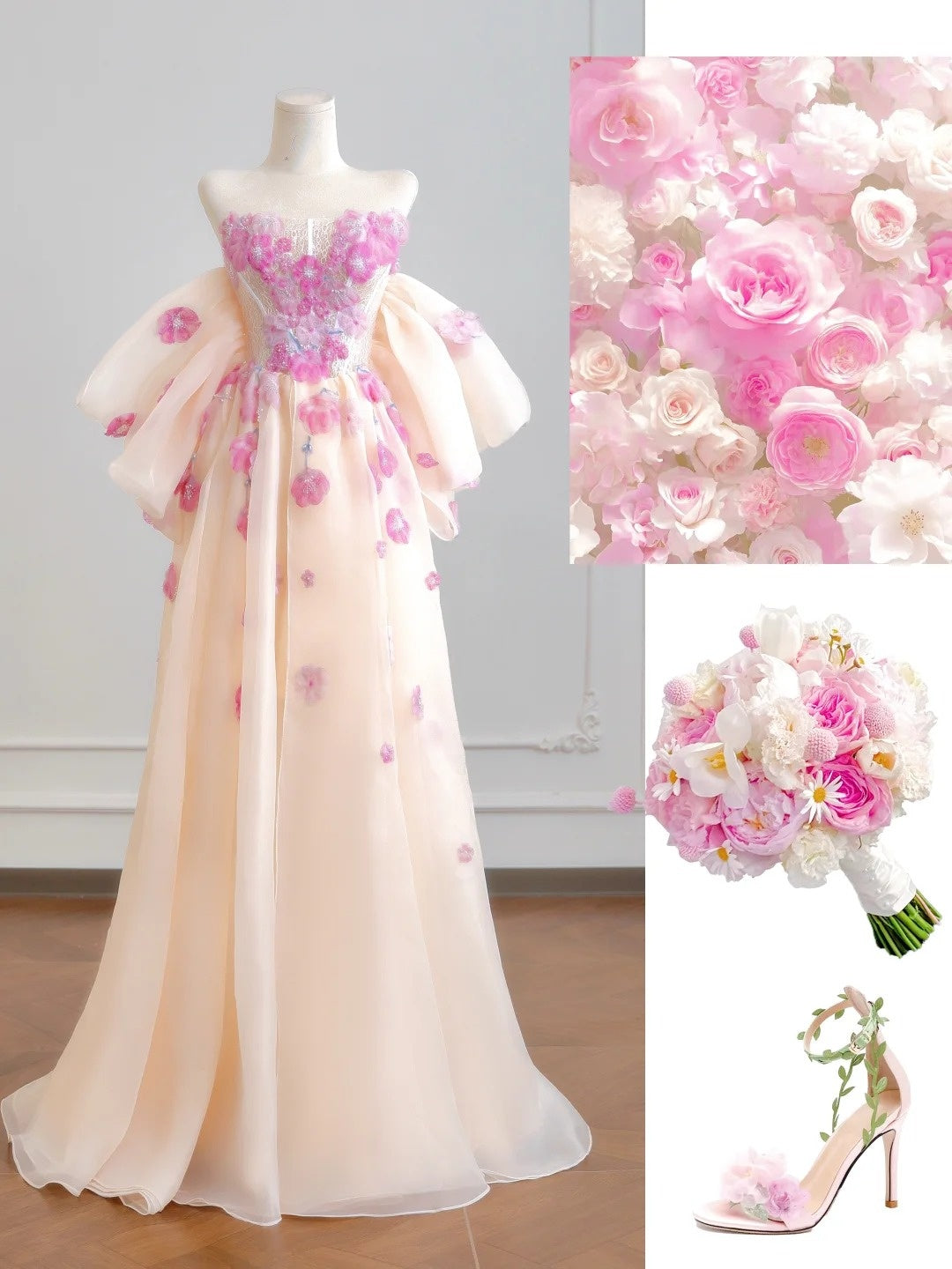 Robe de bal princesse bustier en tulle champagne avec dentelle, longue, inspiration robes de soirée N309