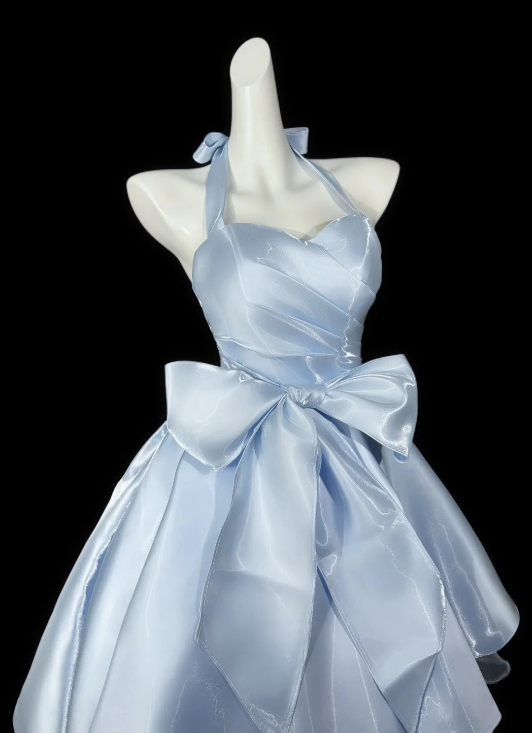 Sexy Ballkleid Neckholder Hellblau Kurz Mini Party Cocktail Homecoming Kleider N4479