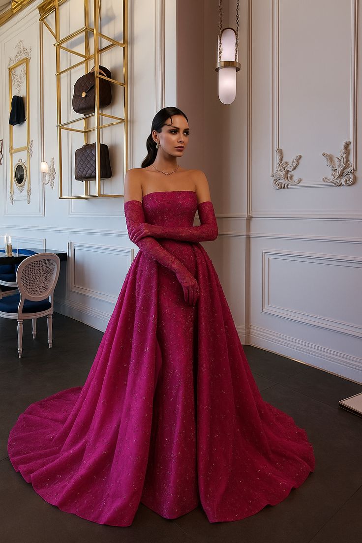 Robe de bal de fin d'année sexy, inspiration lycéenne, sirène bustier à sequins fuchsia, robe longue semi-formelle à paillettes pour femme AB2161