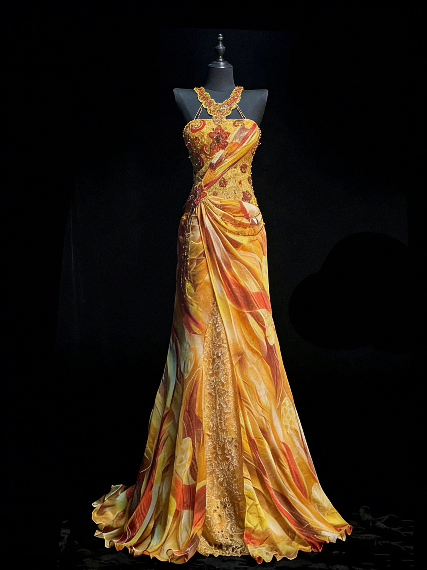 Robe de bal longue sirène jaune en mousseline, dos nu, style modeste, pour adolescentes, 1200 N
