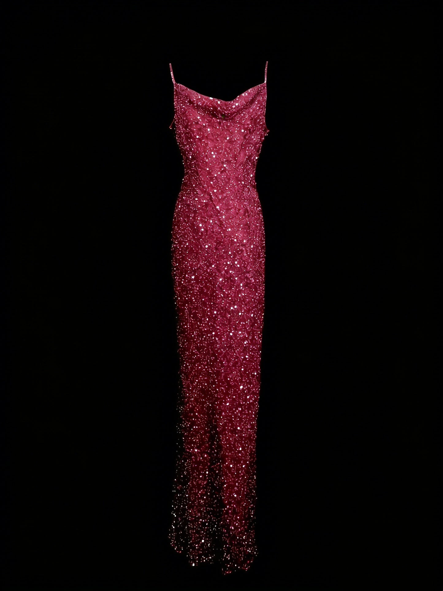 Sparkly Sheath Spaghetti Strap Pink Sequins Senior 80s Prom Dresses High School Long Formal Dress N1336