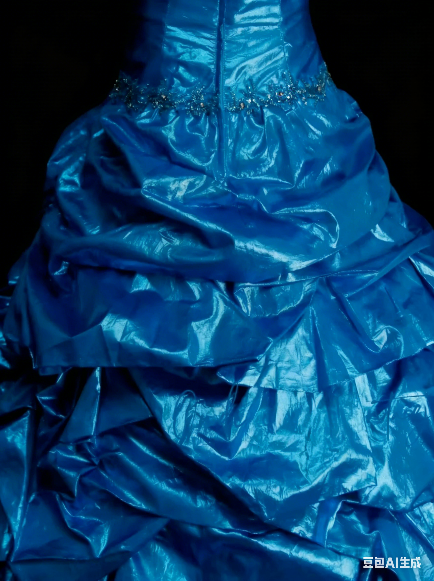 Robe de bal vintage bustier en organza bleu à volants et perles, robe de quinceañera longue taille 15, Vestidos De Fiesta N1455
