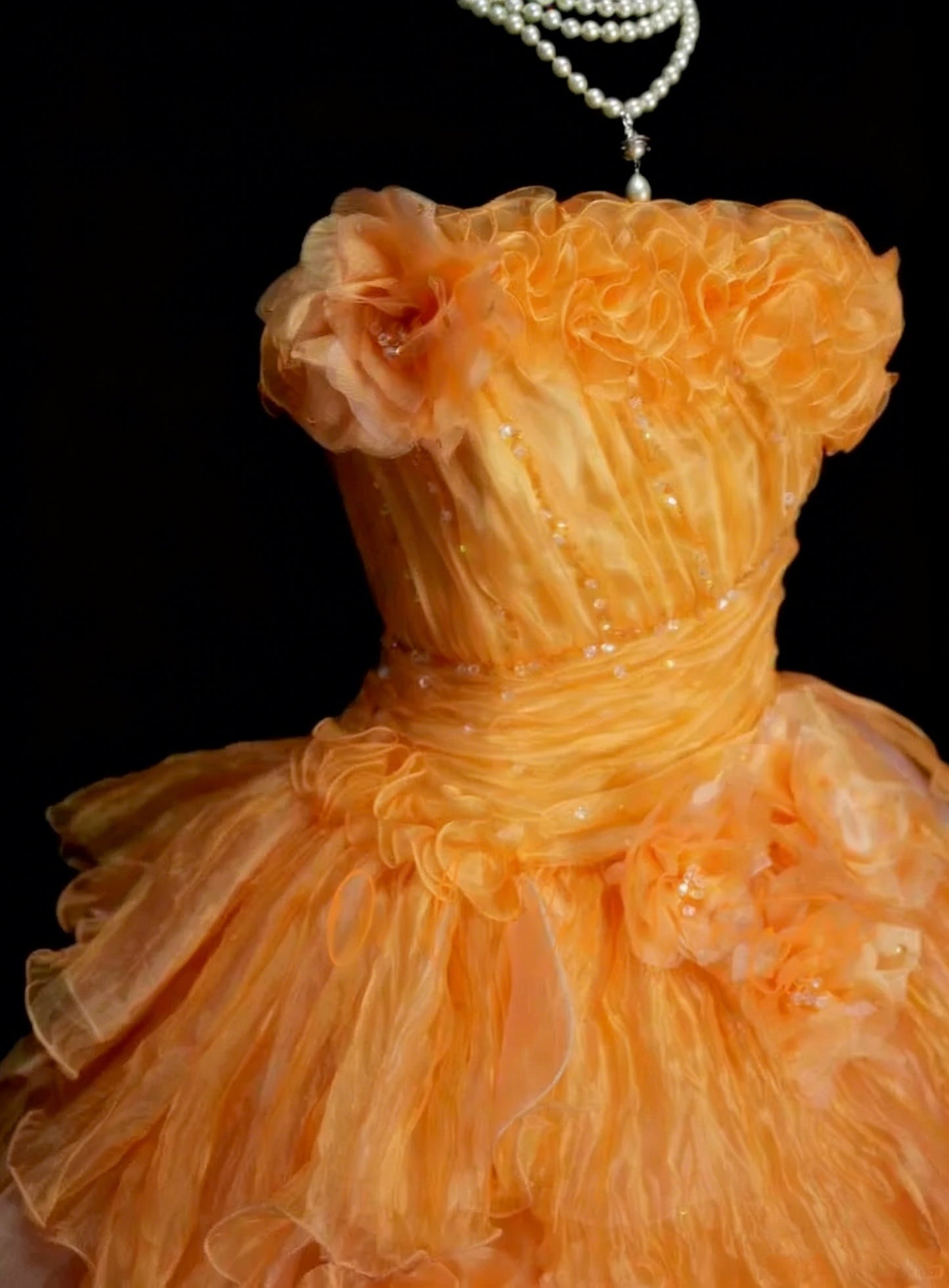 Robe de bal vintage bustier en organza et tulle avec volants et perles, robe de quinceañera longue taille 15, Vestidos De Fiesta N1458