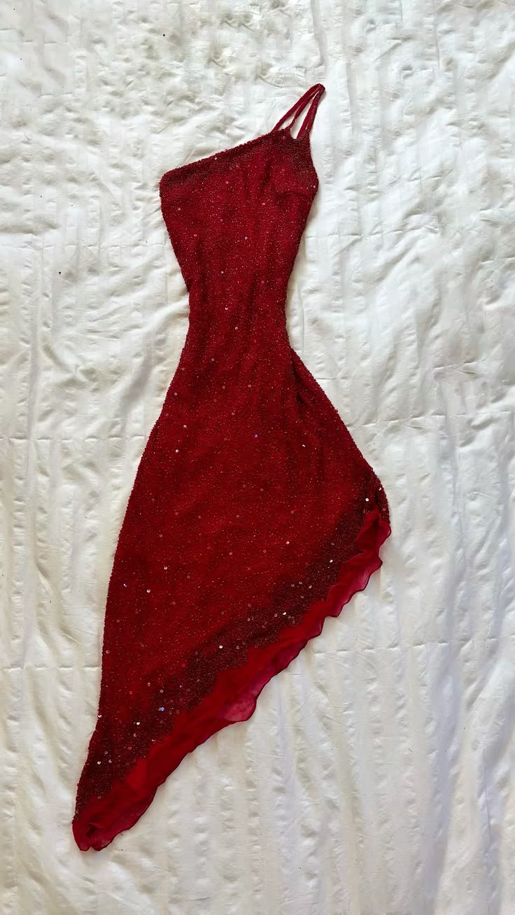 Prom Dress Sheath One Shoulder Red Irregular Hem Tea Length Graduation Party Dress RC1004