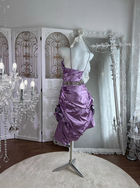 Modest Hoco Dress Homecoming Dresses Sheath Knee Length Purple 16th Birthday Party Outfits RB6389