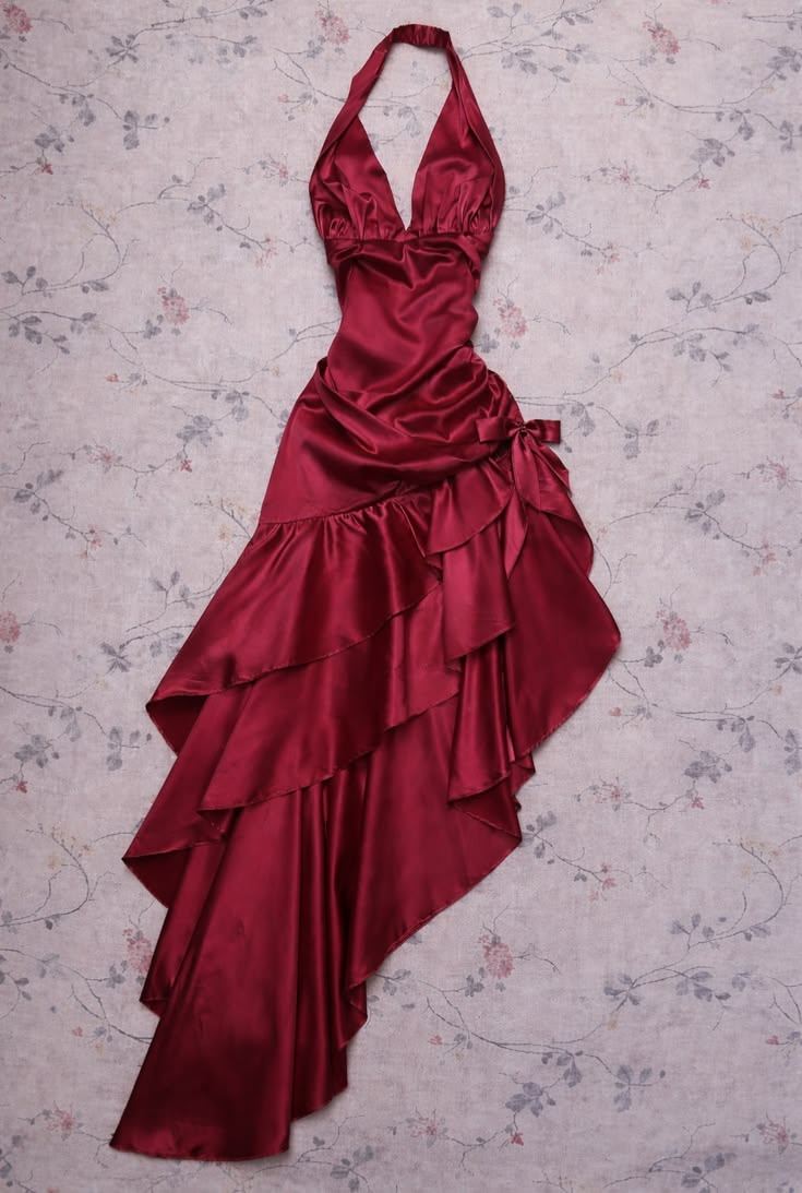 Dreamy Mermaid Halter Burgundy Sleeveless With Pleated Long Prom Dress Ruffles Evening Party Formal Outfits RB6686