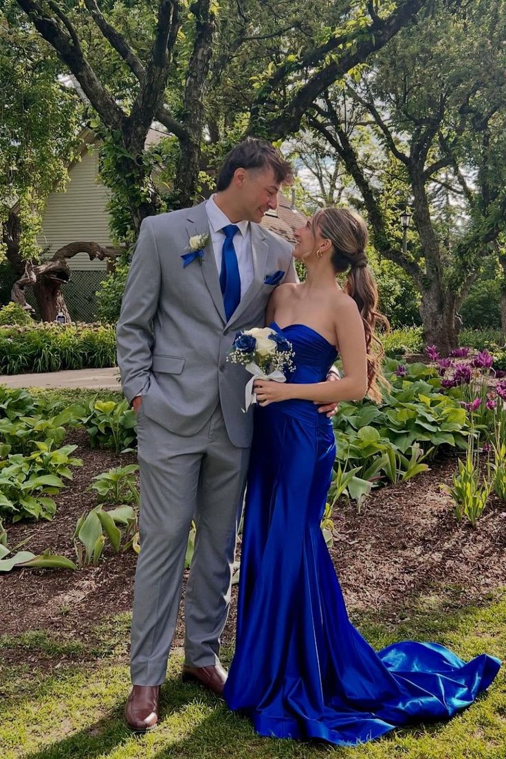 Robe de bal sirène modeste pour femme, robe de soirée en satin bleu à décolleté cœur, robe d'anniversaire pour les 18 ans N1514