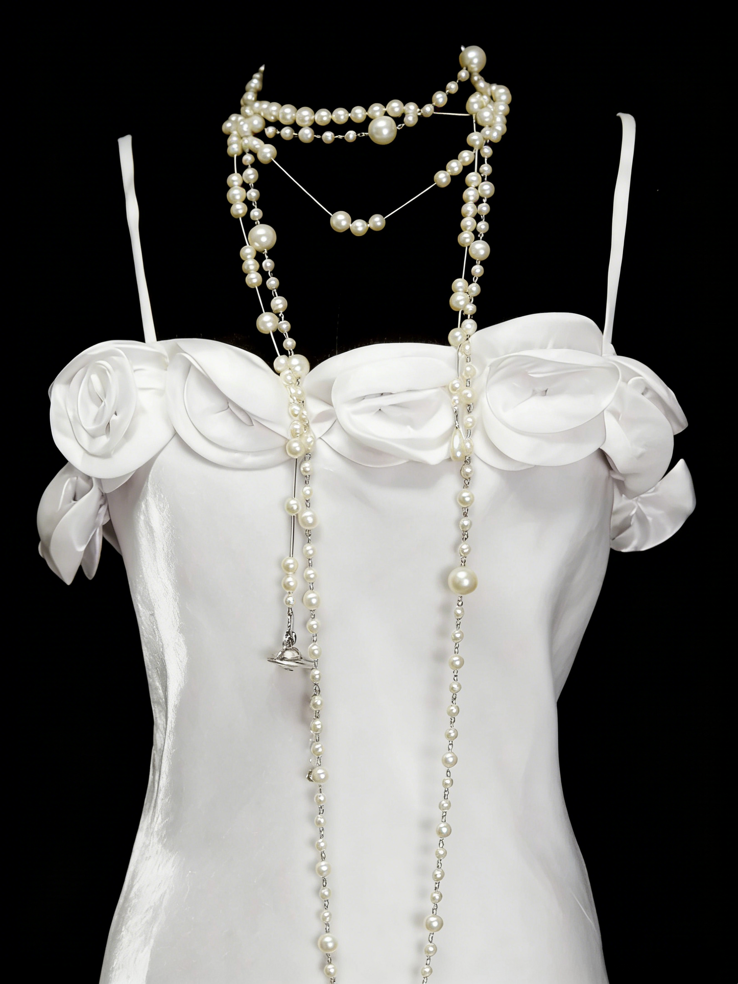Vintage Fashion Night Aesthetic Mermaid Spaghetti Straps 80s 70s 90s White College Formal Outfit Long Prom Graduation Dresses N1148