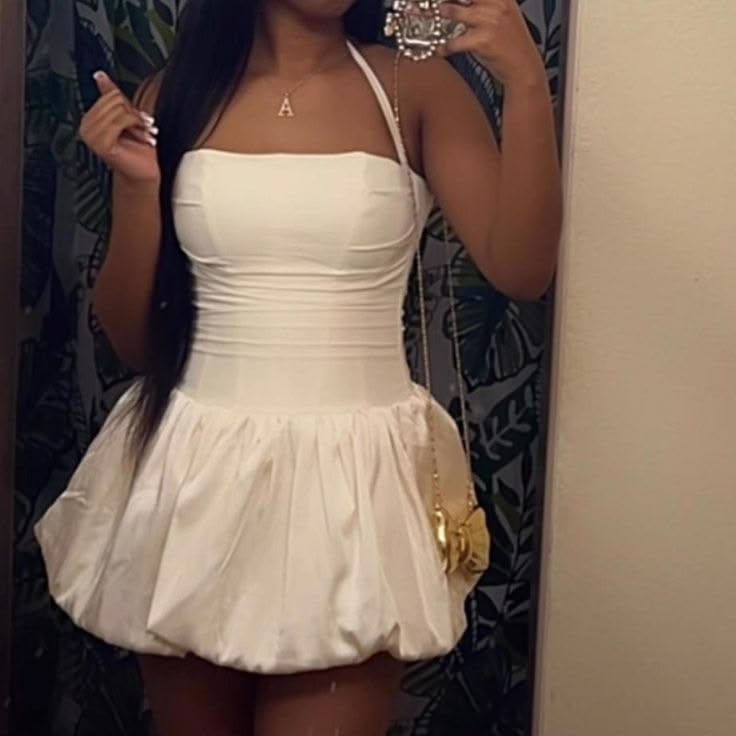 Belles robes de bal courtes style corset en ligne A avec dos nu pour jeunes filles noires - Idées de robes de bal blanches courtes RB4063