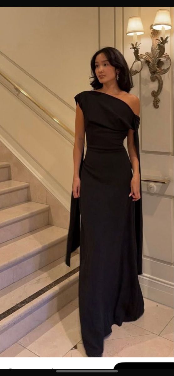 Bezauberndes, schulterfreies, langes Etuikleid aus schwarzem Satin, langes Ballkleid, Abendgarderobe, formelles Kleid N1002