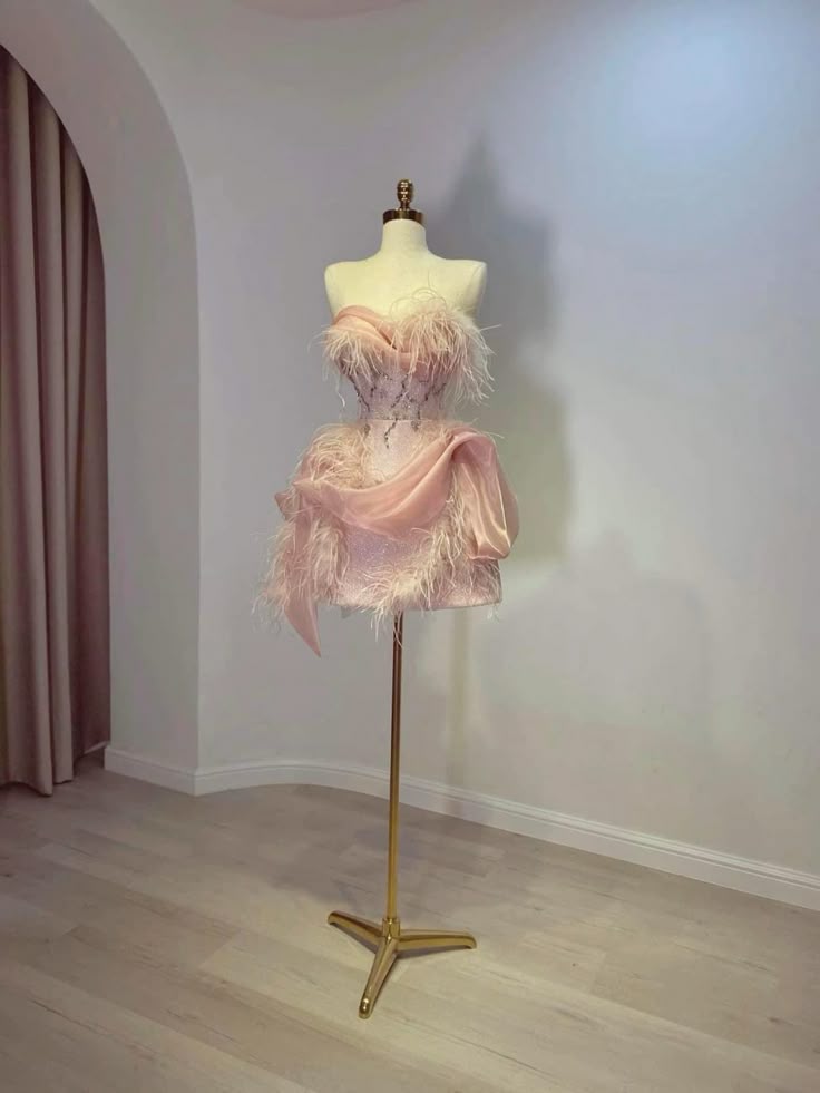 Whimsical Dream Ball Gown Sweetheart Blush Pink Hoco Outftis With Feathers inspo Short Homecoming Dresses RB6869