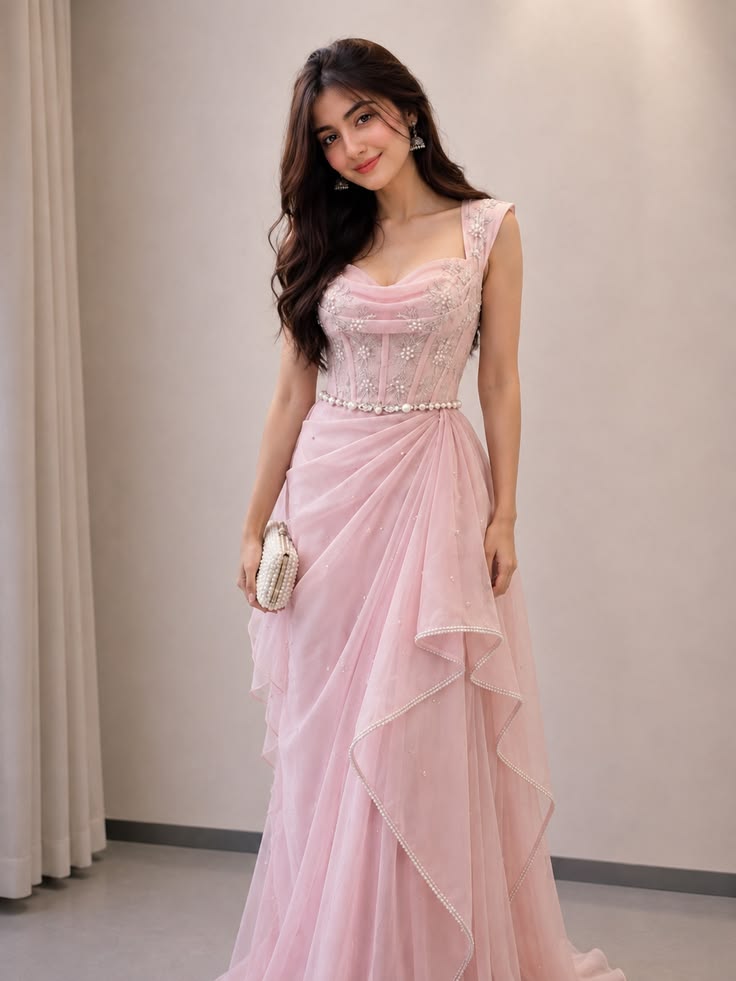 Pink Evening Gown | Aesthetic Princess Prom Dress Fairytale Sweetheat Tulle Long Floor Length Formal Dresses RC1317