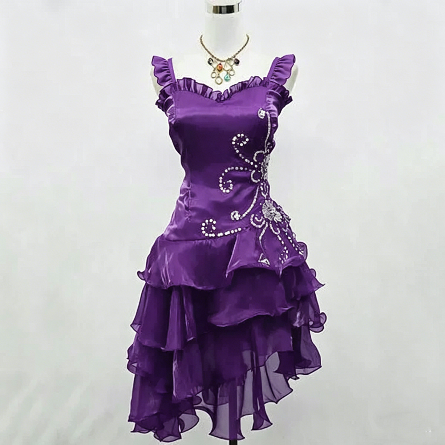 Schlichtes Ballkleid Spaghettiträger Lila Kurz Mini Partykleid Cocktail Homecoming Kleider N3909
