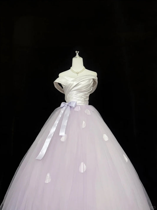 Sweet 15 Quinceanera Dress Ball Gown Off Shoulder Lilac With Sleeves Long 15th Birthday Gown RC0308
