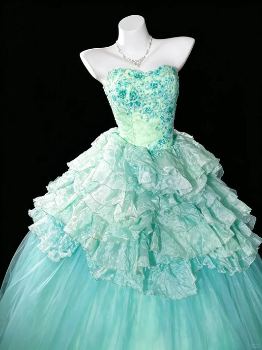 Fairy Quince Ballkleid Herzform Blau Gestuft Sweet 16 Quinceanera Kleider 15 Vestidos De Fiesta N4473