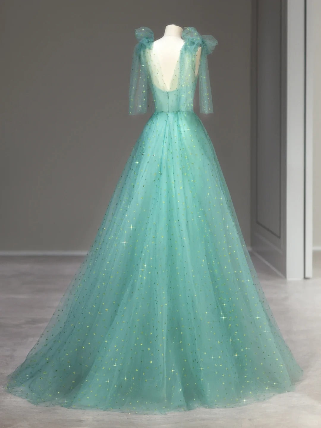 Magnifique robe de bal, bretelles en tulle vert, sans manches, longues robes de bal Inspo, tenues de soirée RB3990