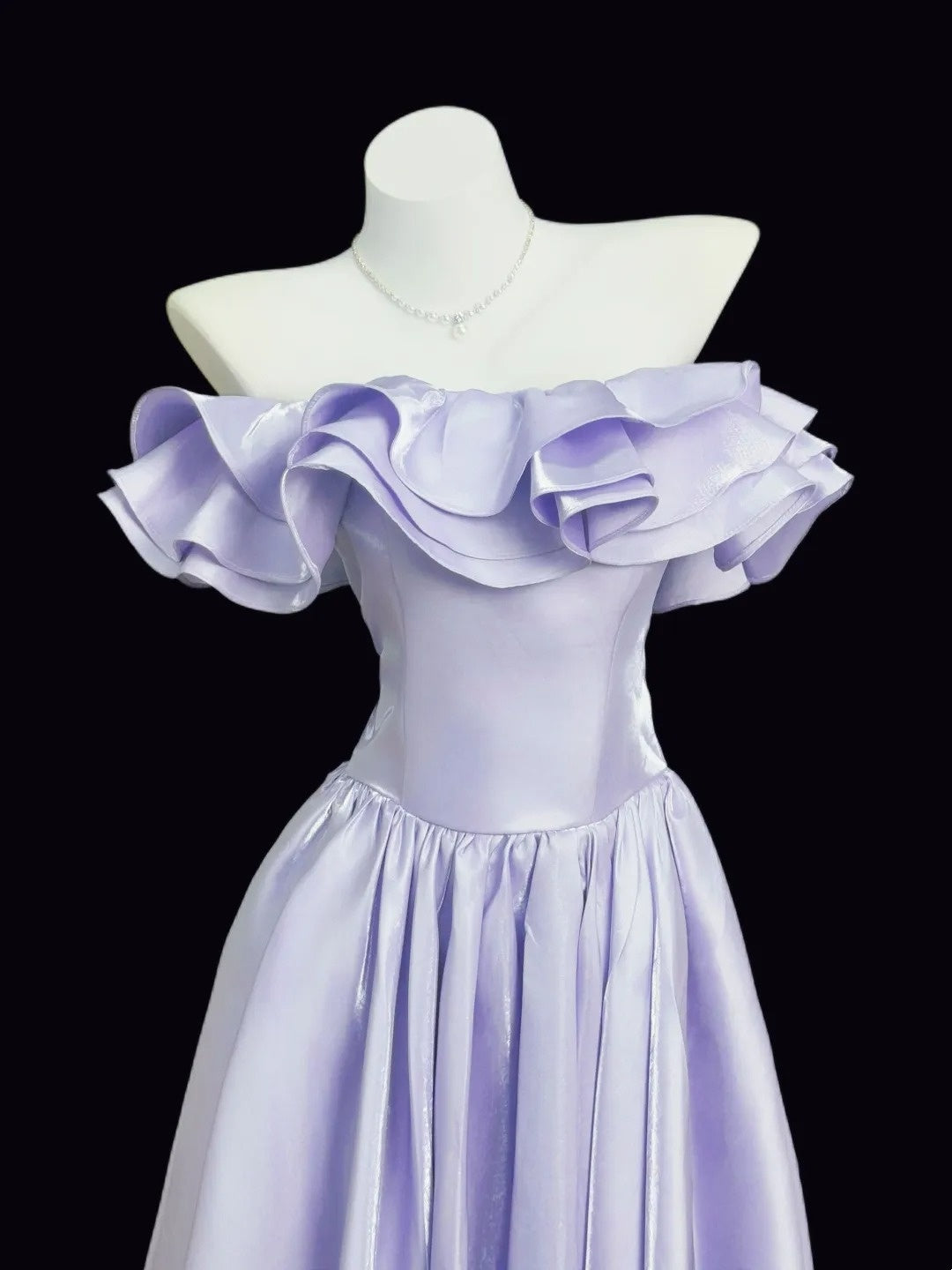 Chic A line Off The Shoulder Lilac With Sleeves Date Floor Length Night Evening Outfit Formal Prom Dresses RB5456