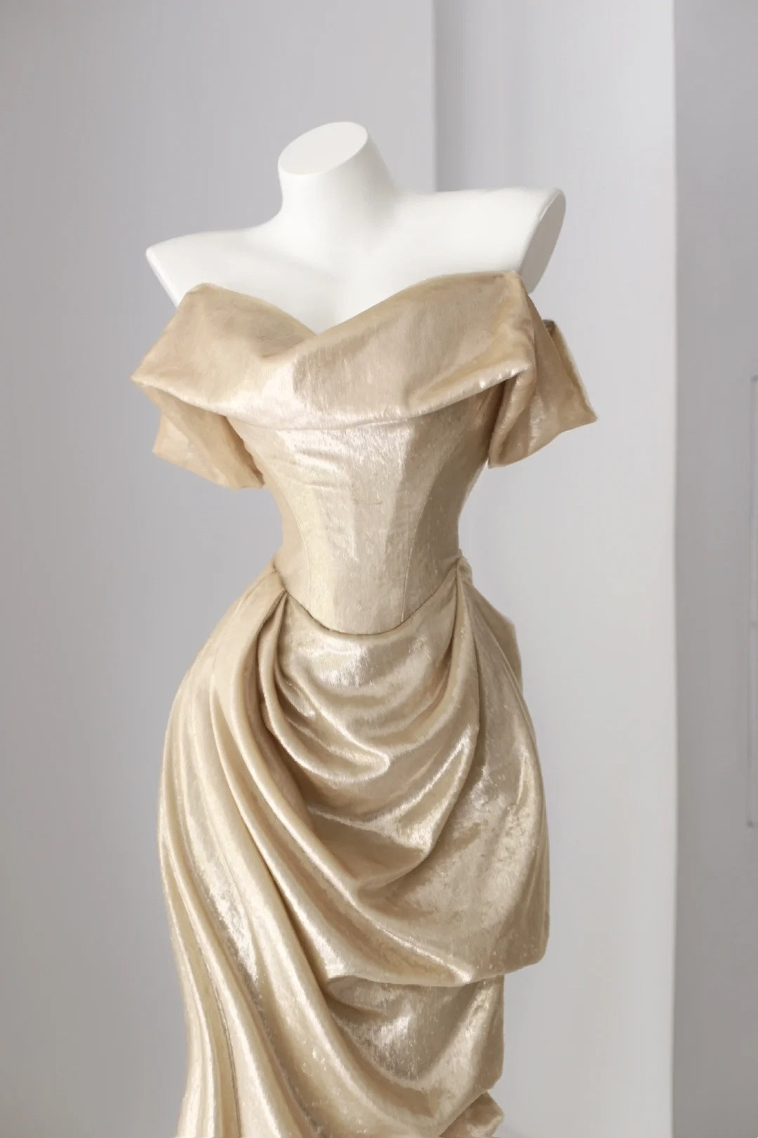 Robes de bal sirène pailletées, épaules dénudées, paillettes dorées avec volants, longue robe de soirée N2944