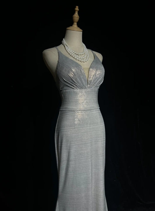 Gray Prom Dress Inspo Mermaid Spaghetti Straps 18th Birthday Outfits Formal Party Gown RC0109