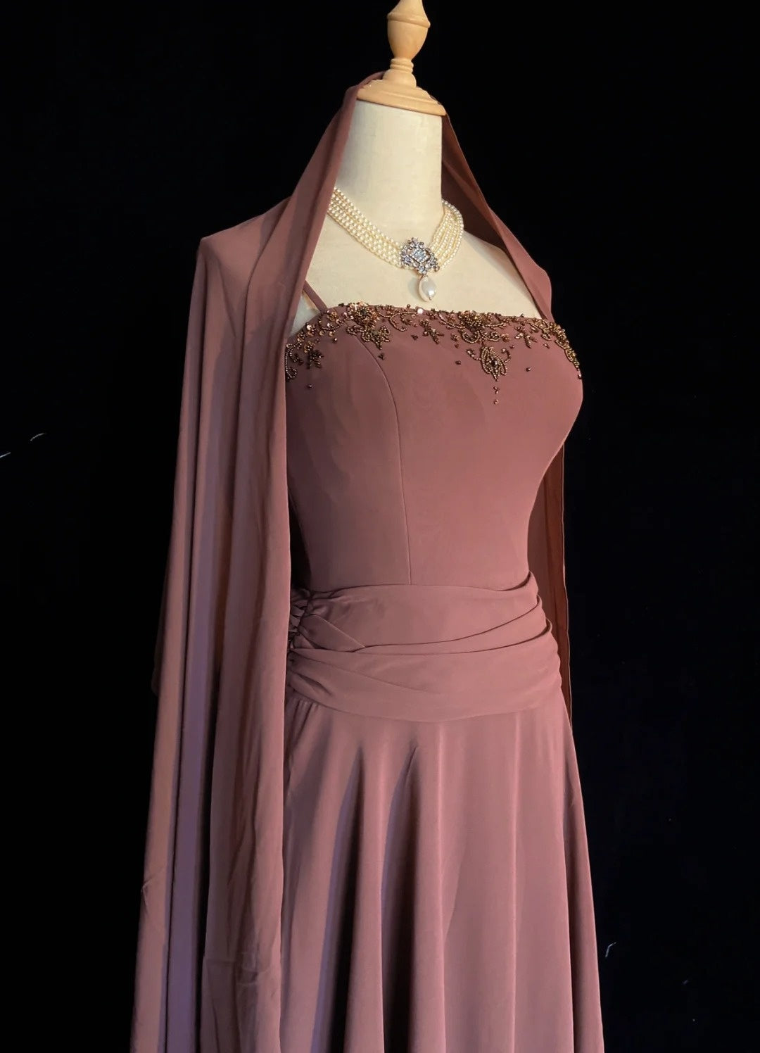 Robes de bal vintage des années 80, trapèze, à fines bretelles, en mousseline, avec cape, tenues de soirée N3465