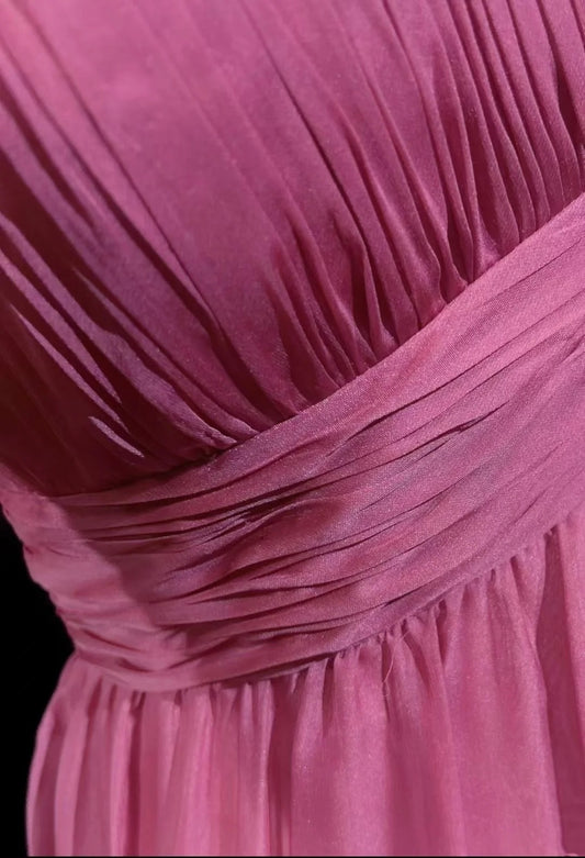 Abendkleid A-Linie V-Ausschnitt Rosa Chiffon Party Abschlussball Cocktailkleid für besondere Anlässe Robe N2464