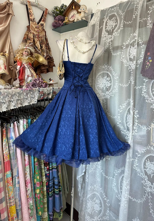 Vintage Ball Gown Spaghetti Strap Royal Blue Lace Short Cocktail Homecoming Dresses Ideas Hoco Outfits RB5290
