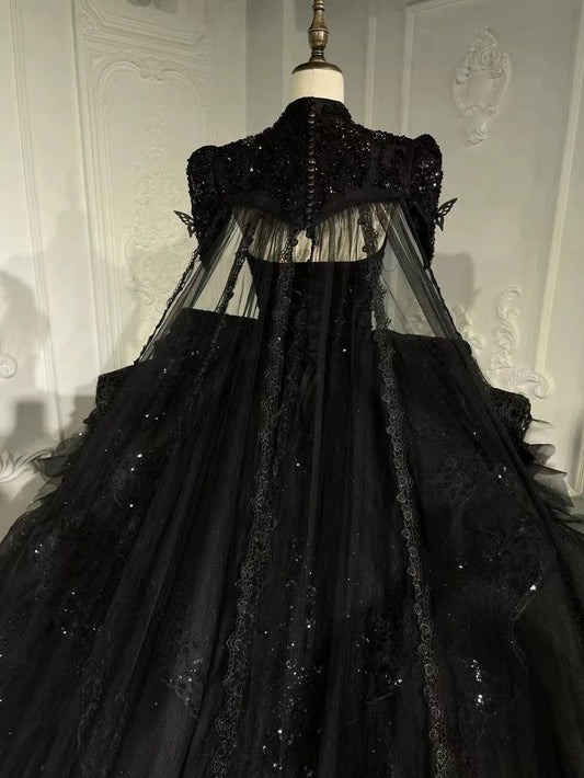 Modest Ballkleid Trägerloses Schwarzes Appliques Tüll Lange Quinceanera Kleider Sexy Quinceanera Kleider Süße 16 Kleid B255
