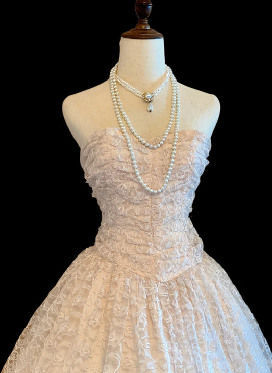 Unique Ball Gown Sweetheart Pink Lace Mid Length Prom Dresses Inspo Evening Outfits RB4021