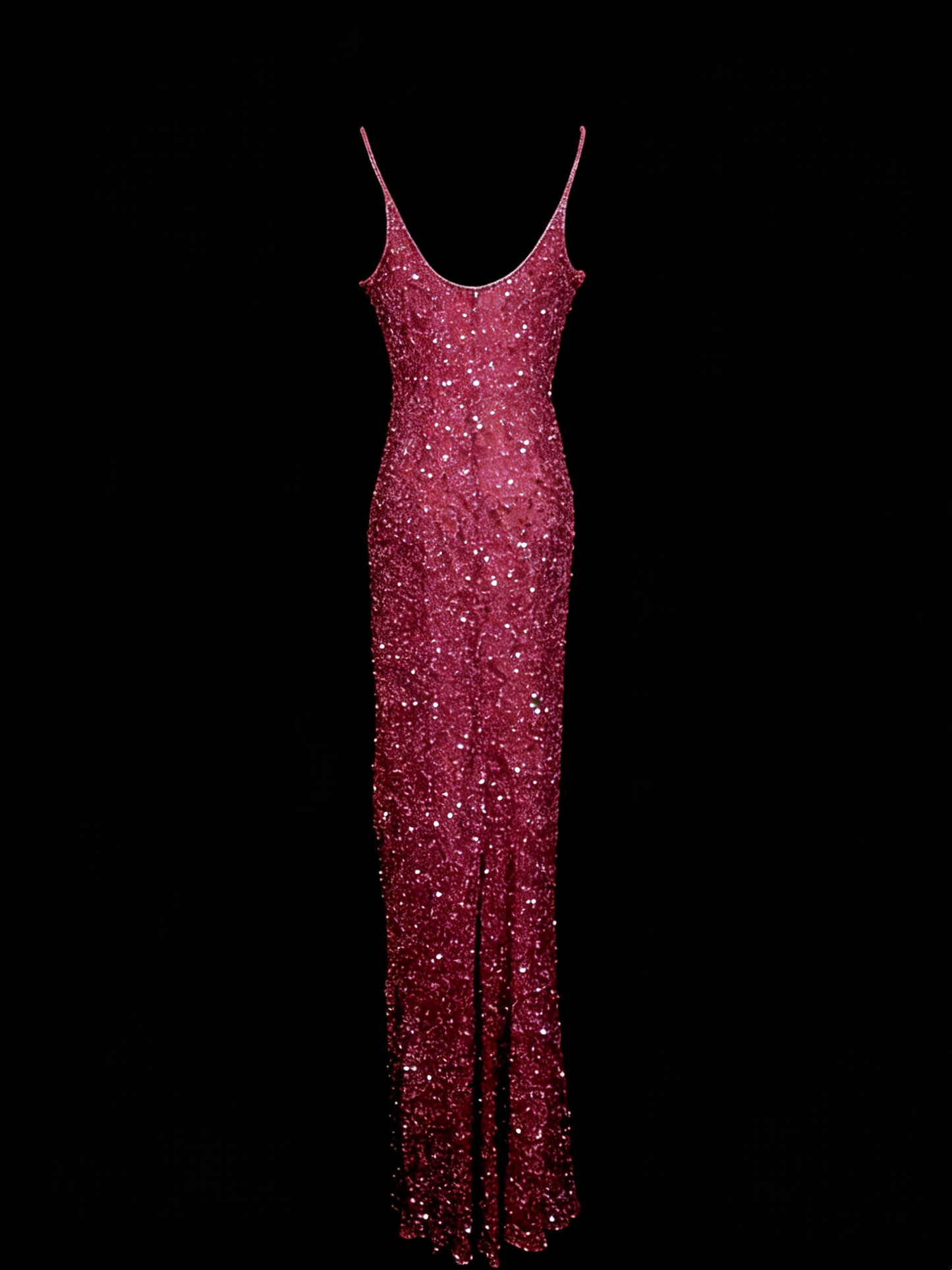 Robe de soirée vintage style sirène à fines bretelles, paillettes, années 80, 70, 90, idéale pour les bals de fin d'année ou les remises de diplômes (N1149)