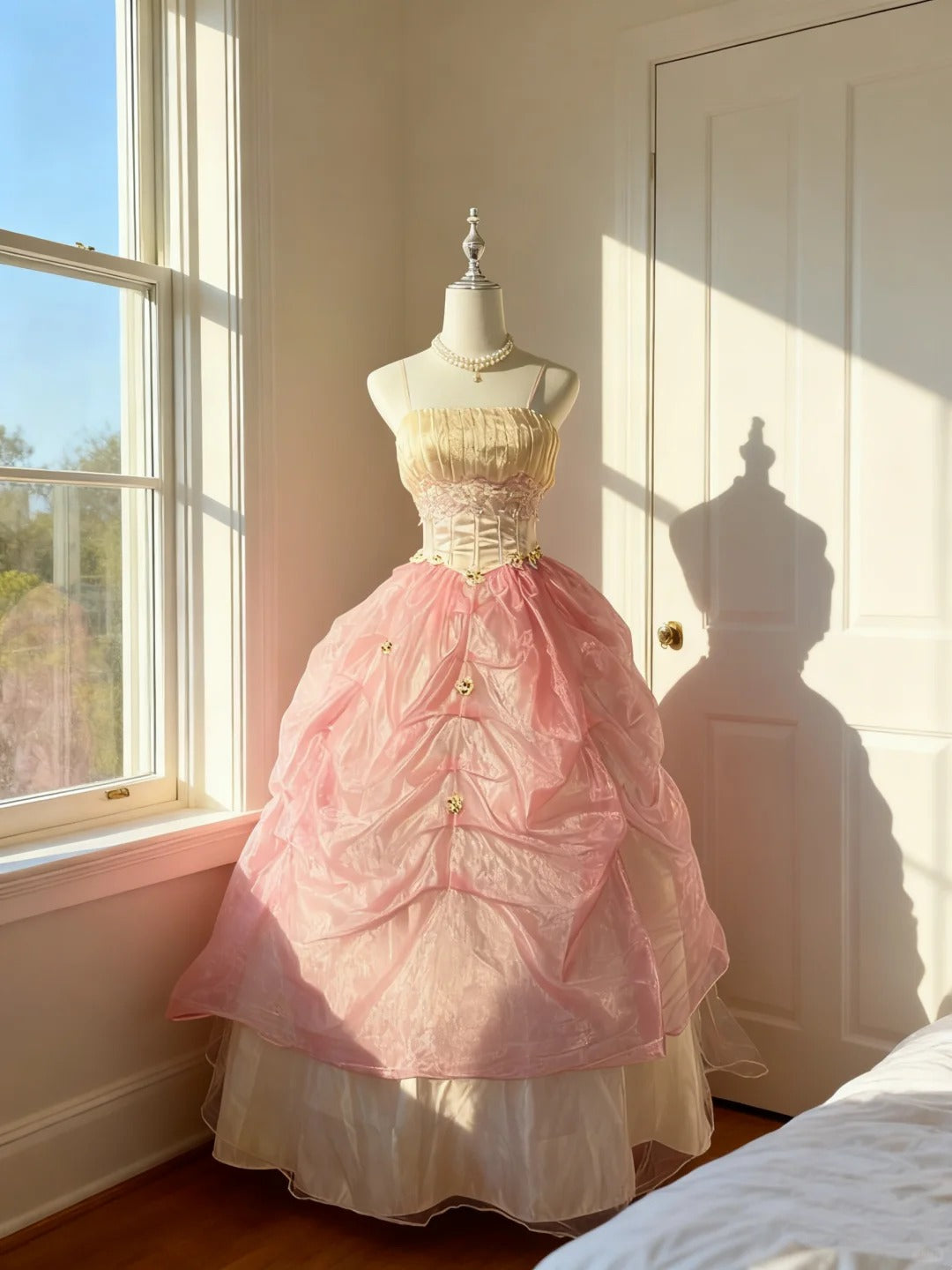 Atemberaubendes Ballkleid mit Spaghettiträgern, pinkfarbenes Quinceañera-Kleid, lang, für süße 15/16 Quinceañera-Kleider, Vestido de princesa RB4493