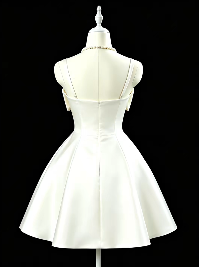 Unique Ball Gown Spaghetti Straps Ivory Mini University Ideas Homecoming Dresses Inspo Short Hoco Court Gowns RB7192
