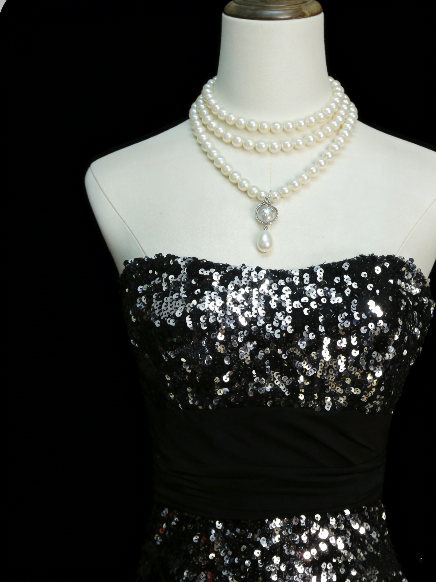 Elegantes, trägerloses, langes Paillettenkleid in A-Linie für den Abschlussball, High School-Abendkleid N1245