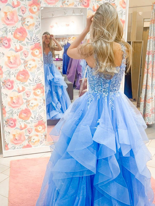 Timeless Ball Gown Off The Shoulder Blue Lace Prom Dresses Party Dress 18th Birthday Outfits Graduation Dress RB875