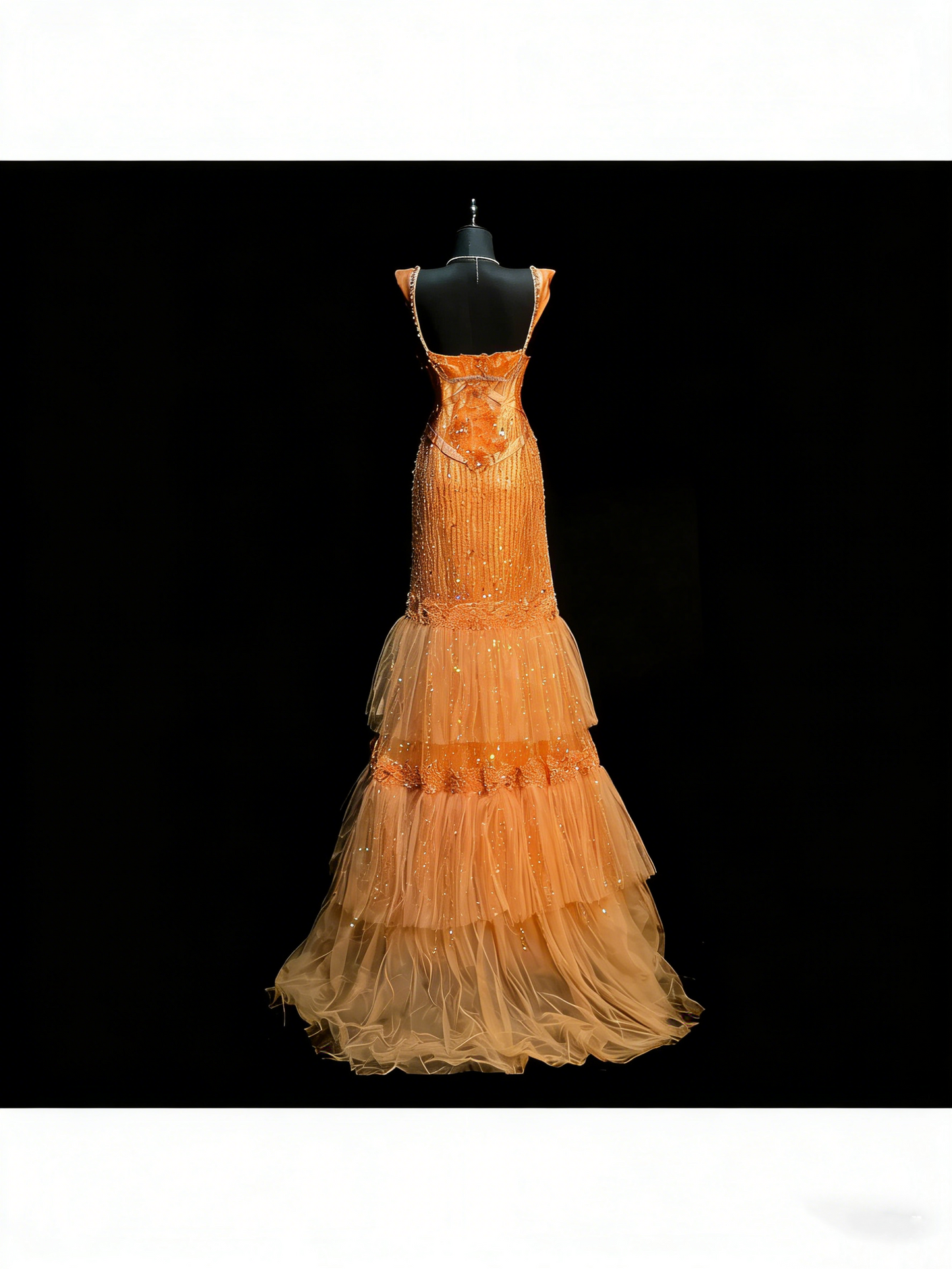 Elegantes, orangefarbenes Meerjungfrauen-Kleid mit herzförmigem Ausschnitt und Lagenlook – perfekt für College, Abschlussball und andere festliche Anlässe für Teenager (N1189)
