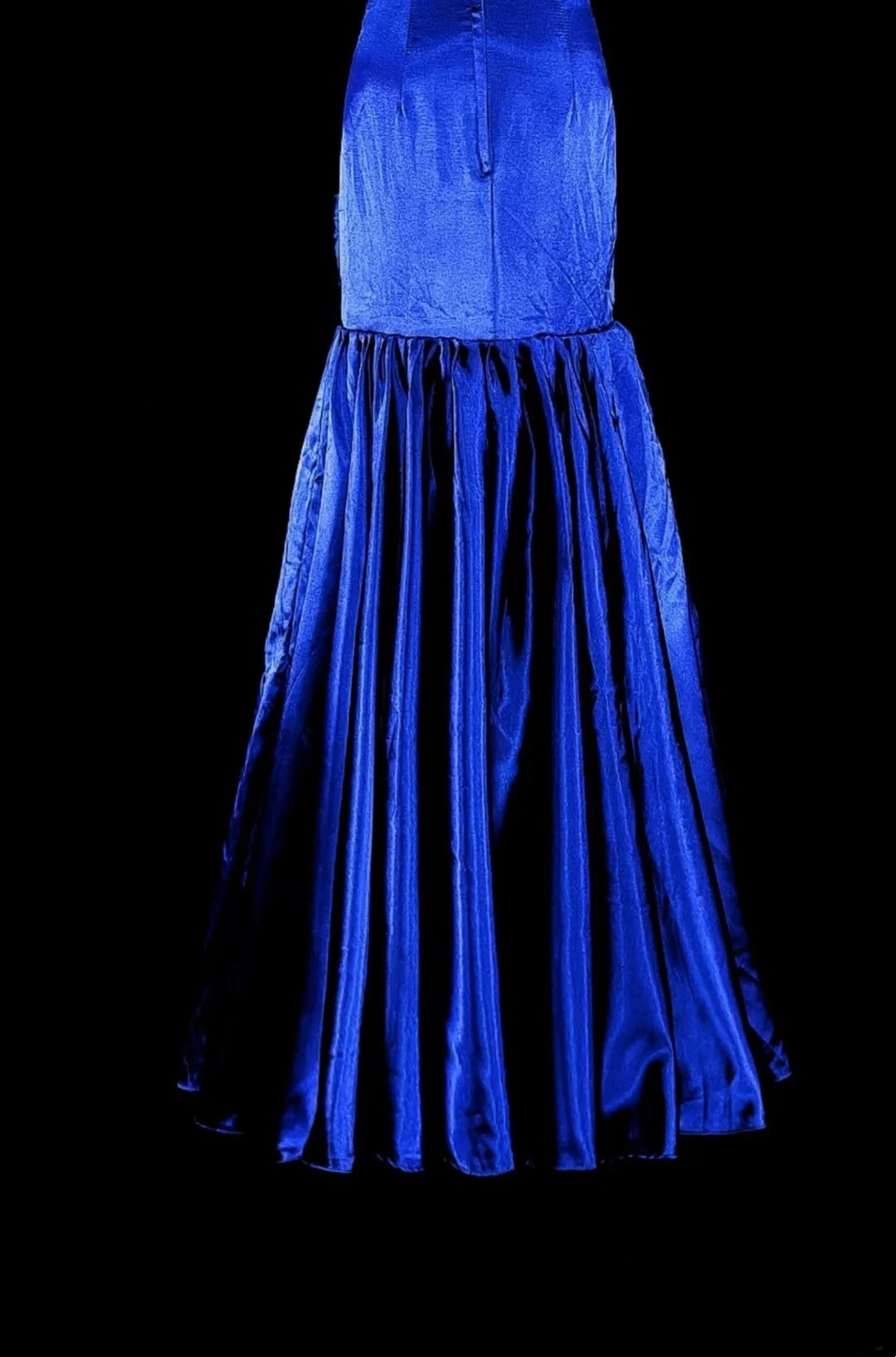 Robe de bal vintage sirène bustier bleu royal ornée de perles, inspiration classique N2005