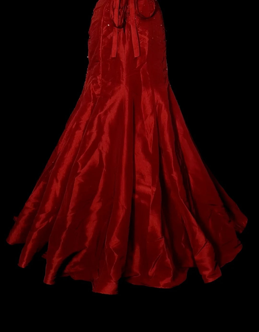 Vintage Mermaid Strapless Red Satin 90s With Beaded Prom Dresses Long Formal Party Gown N1380