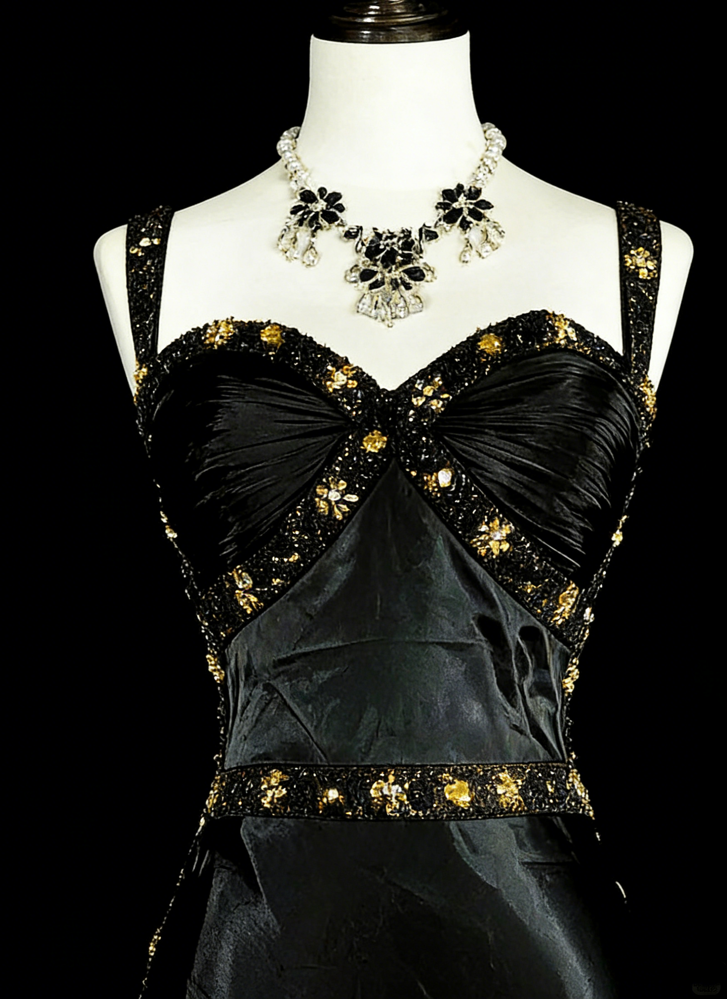 Vintage Meerjungfrauen-Abendkleid aus den 1960er Jahren, schwarz, ärmellos, mit herzförmigem Ausschnitt, Trägern, N1591