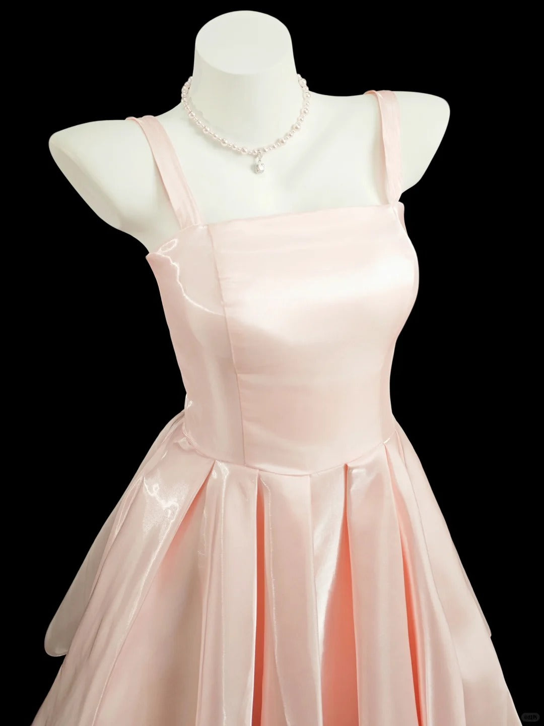 Romantisches A-Linien Spaghettiträger Altrosa Kurzes Abschlussball High School Heimkehrkleid N4553