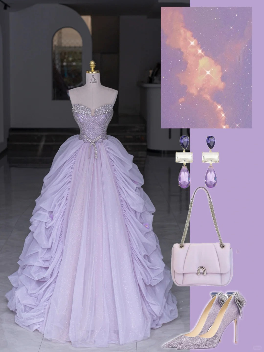 Bescheidene Ballkleider für den Abschlussball, herzförmiger Ausschnitt, fliederfarbener Tüll, Perlenbesatz, langes, formelles Tanzkleid N2981