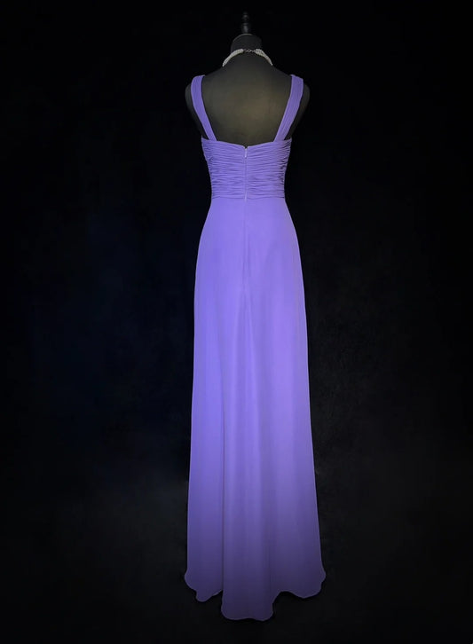Vintage Ballkleider A-Linie V-Ausschnitt Lila Chiffon 80er Jahre Lange Formelle Abendkleider N3887