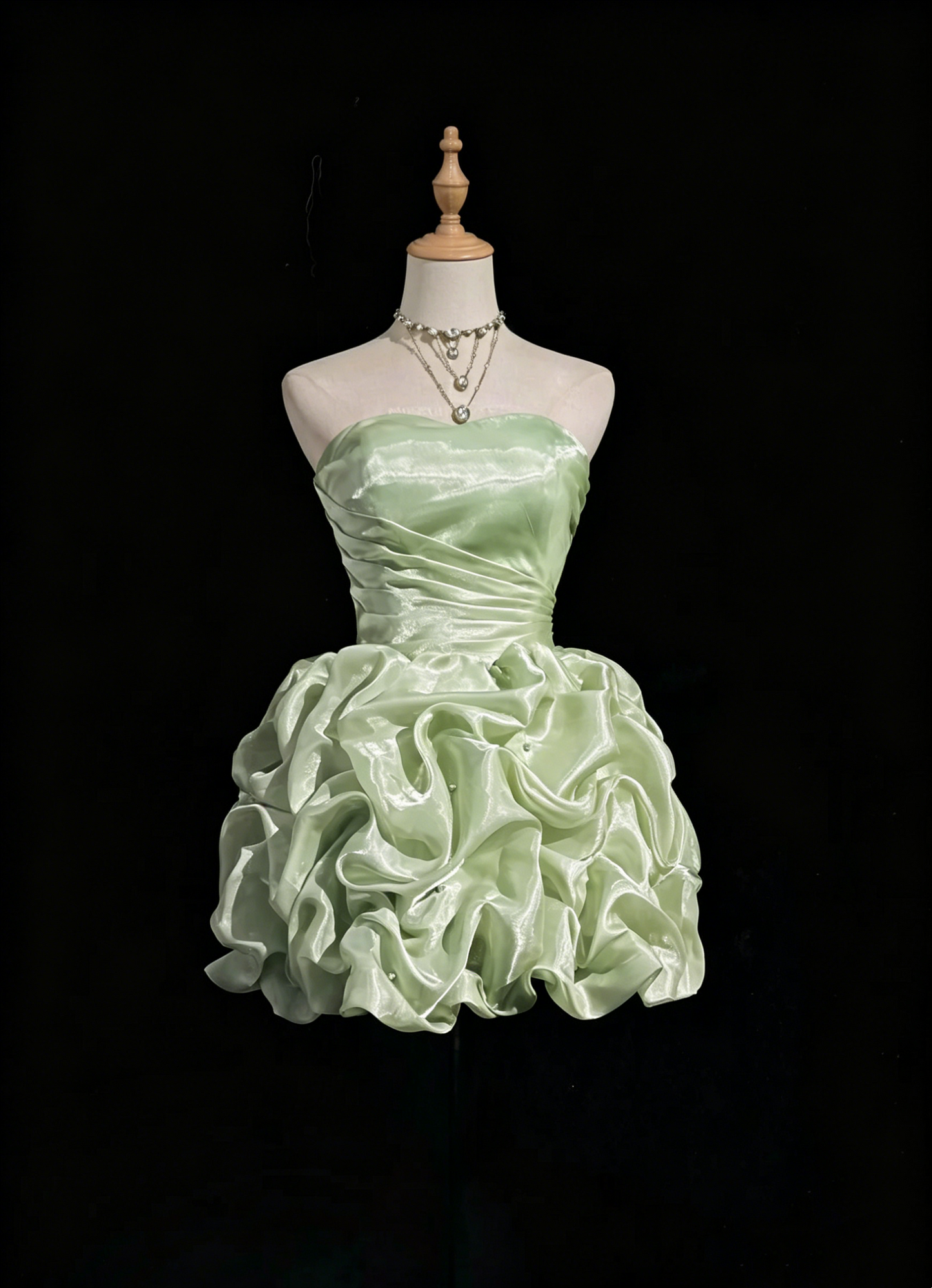 Robe de bal simple bustier vert menthe courte mini robe de soirée cocktail robes de rentrée N4239