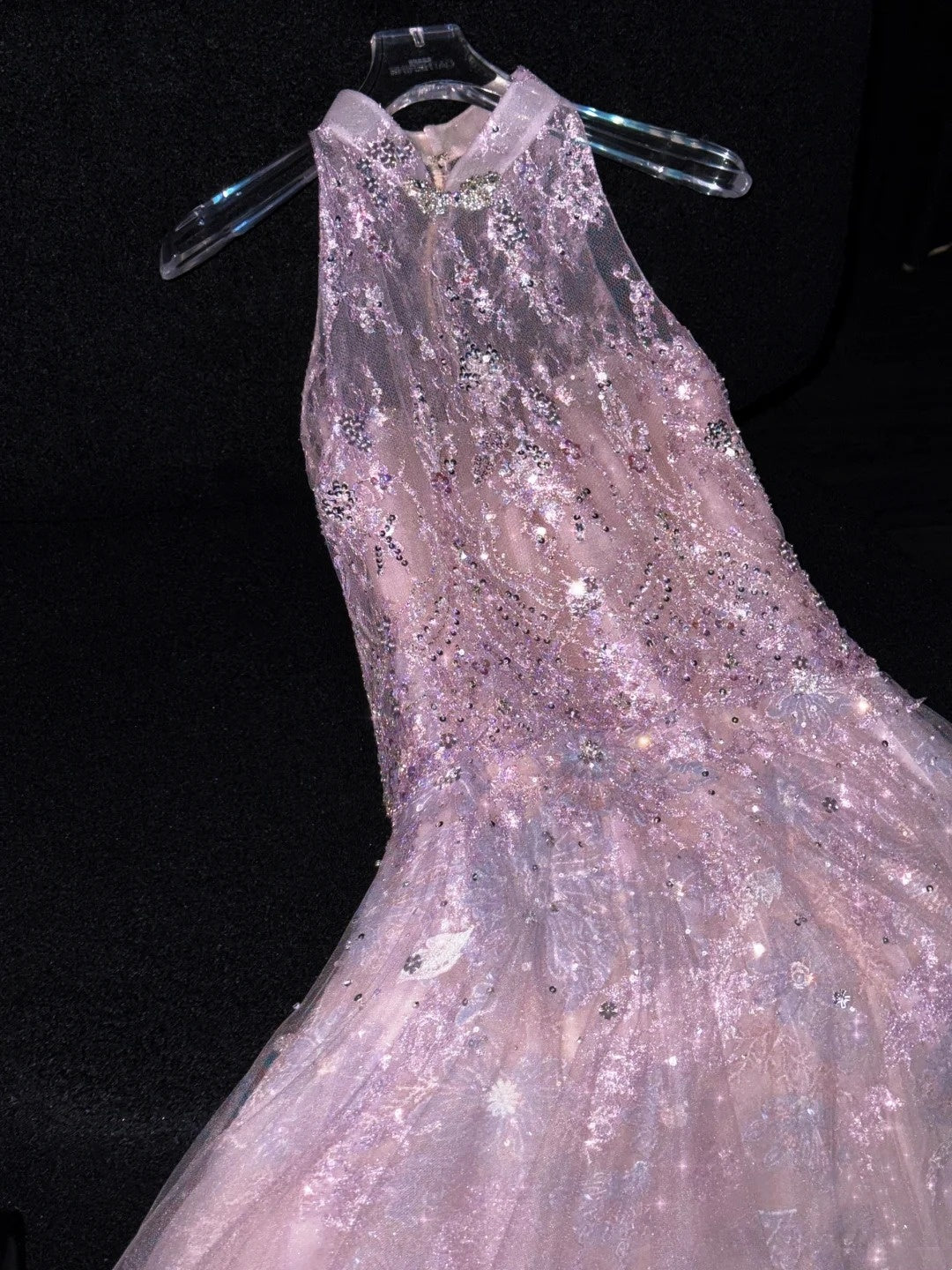 Robe de soirée longue en tulle rose, coupe trapèze, idéale pour un bal de promo ou un anniversaire de 18 ans (N731)