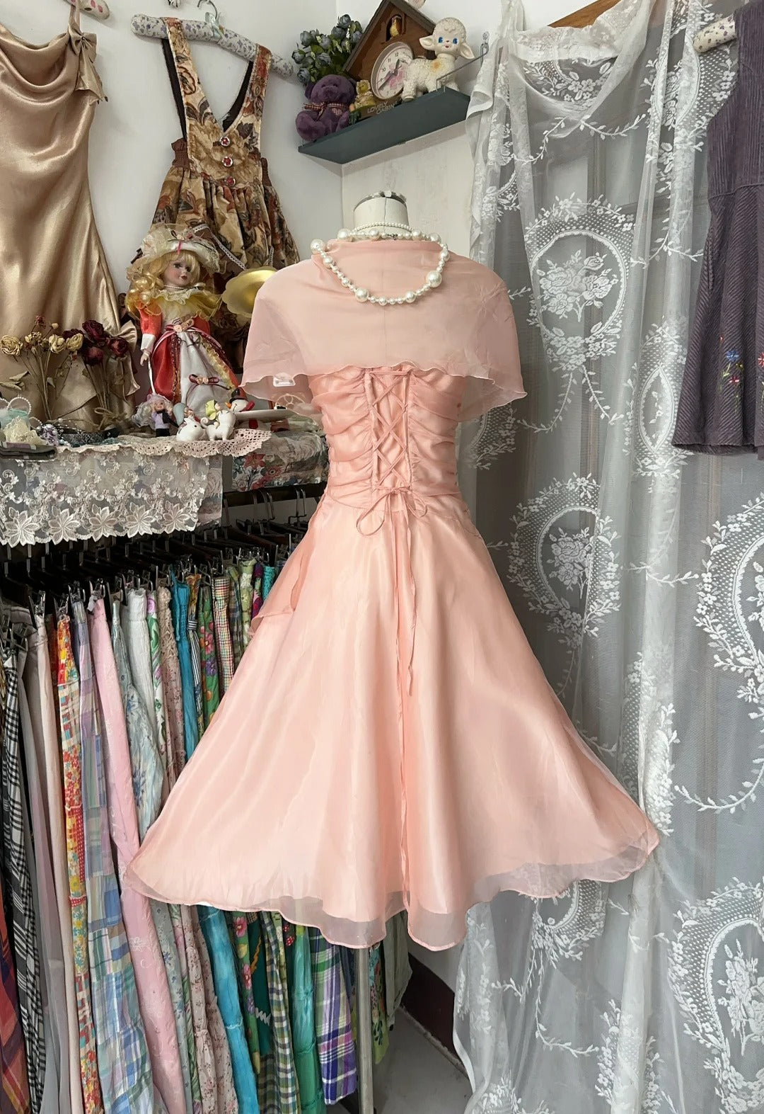 Vintage A line Strapless Pink Chiffon Short Graduation Birthday Gown Homecoming Dresses N3720